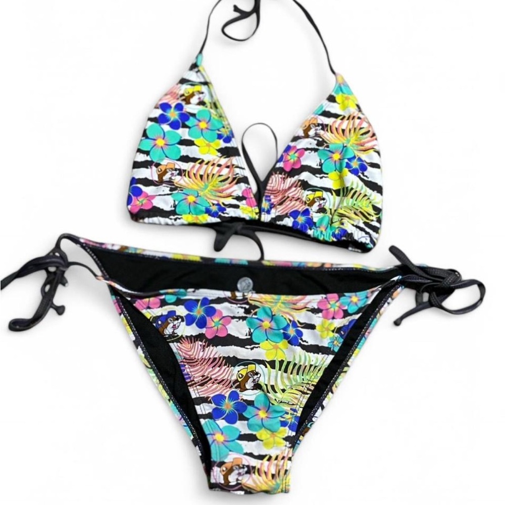 Colorful Floral striped Bucees Print Bikini